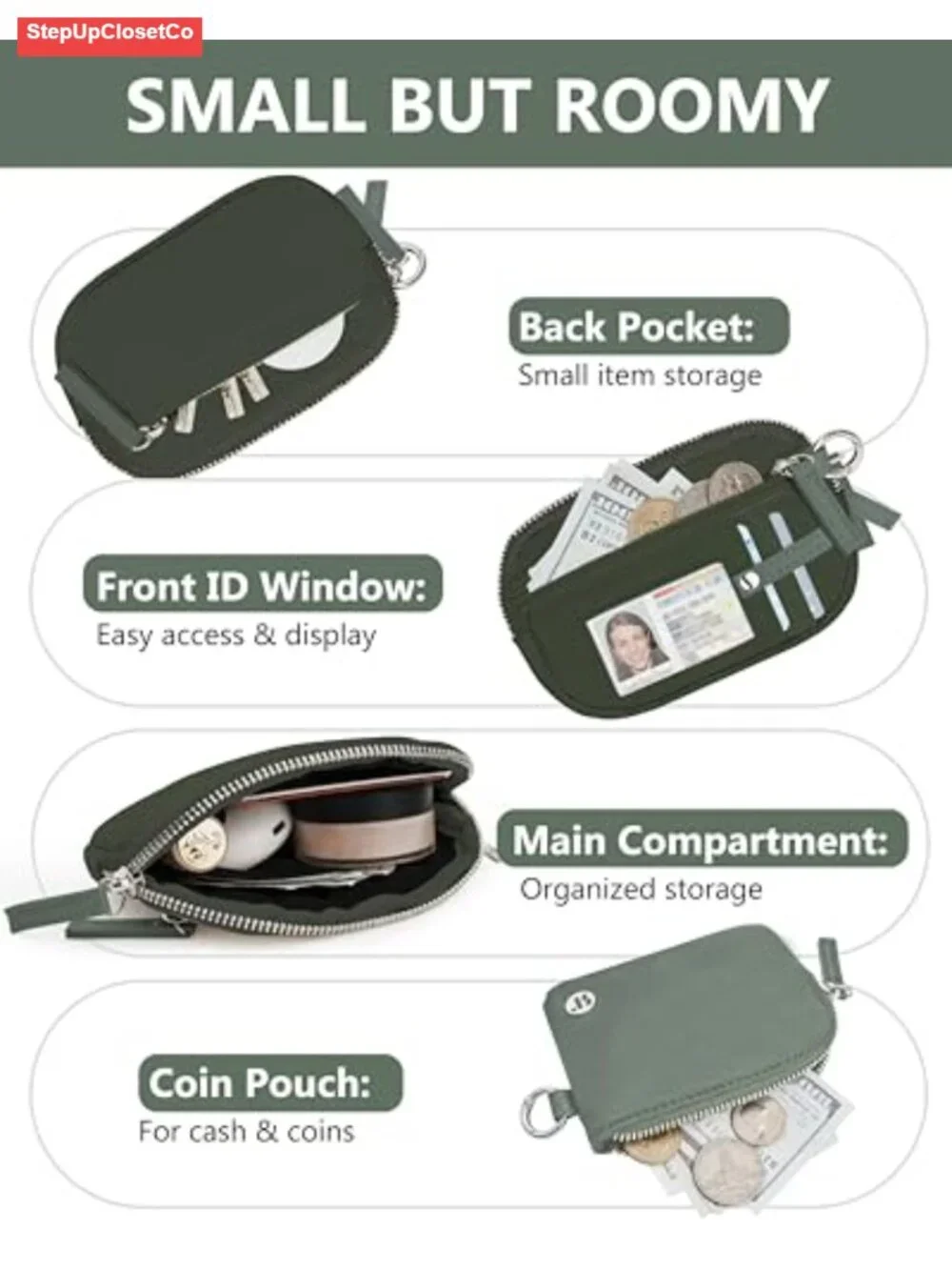 RFID Wristlet Wallet for Women, Waterproof Nylon Keychain Wallet with Dual